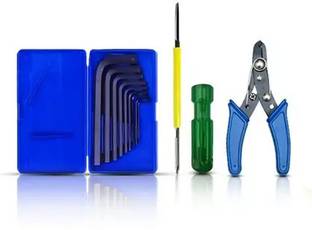 Kshivi AK54 9 Pcs Allen Key Set L Shape Repair Tool Kit With Wire Cutter and 2 in 1 Screwdriver For Bike/Cycle/Guitar Single Sided L Type Wrench
