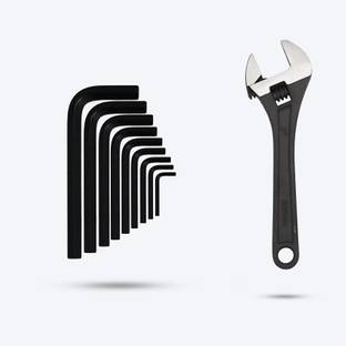 Walkers WKCB170M1 Pcs Hex Allen Key Kit Bolt Spanner Tool with 8"inch Adjustabel Wrench Allen Key Set