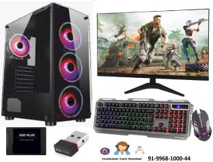 ZOONIS Gaming & Editing Desktops Core i5 (4th Gen) (8 GB DDR3/500 GB/256 GB SSD/Windows 10 Pro/4 GB/22 Inch Screen/Free Fire Gaming Desktop Complete Set With 22" Led Rgb Light Keyboard Mouse) with MS Office