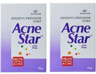 MANKIND Pack of 2 AcneStar Soap (75gm each) - Benzoyl Peroxide Soap Bar