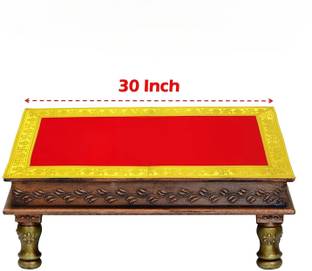 lookart ( Size: 10x30 Inch ) Velvet Red Pooja Aasan Chowki Altar Cloth