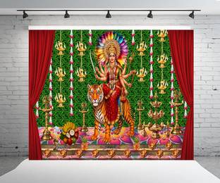KITCREXA Janmashtami Ganesh Pooja Navratri Pooja Diwali Decoration Backdrop Cloth Altar Cloth