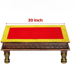 lookart ( Size: 10x30 Inch ) Velvet Red Pooja Aasan Chowki Altar Cloth