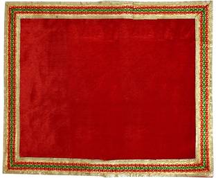 SEKDA’S-Aesthetic in Theism Red Velvet Pooja Mandir Mat Asan Patta Bajot Table Cover Alter Cloth 12*18" Altar Cloth