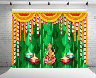 DARSHANAM WORLD Janmashtami Ganesh Pooja Navratri Pooja Diwali Decoration Backdrop Cloth Altar Cloth