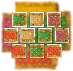 Dulhan Enterprises Navratra Special Small Multicolor Mata rani chunri 4x10 inches Golden Net Chunni Altar Cloth