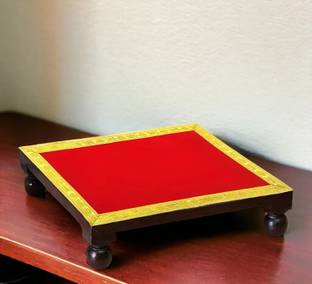 lookart ( Size: 20x20 Inch ) Velvet Red Pooja Aasan Chowki (Pack Of 1) Altar Cloth