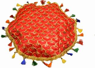 Dulhan JHAROKHA Thali Cover with Gold Hook Laced(18 inch diameter) Altar Cloth