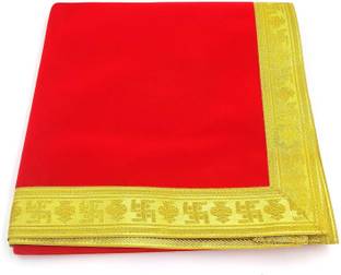 Earth joy ( Size: 1/2 Meter ) Large Size Long Velvet Red Pooja Aasan Chowki Altar Cloth