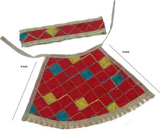 MyGodGift Durga Maa, Laxmi Maa, Mata Rani, Lehanga & Chunri/Patka (4 no) Dress (Silk) e Altar Cloth