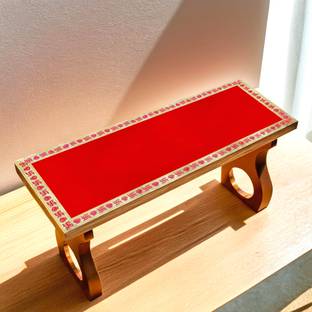 Fashion Art Chowki Velvet Red Puja Aasan Cloth for Mandir & Home Temple(Size : 30 x 10 Inch) Altar Cloth