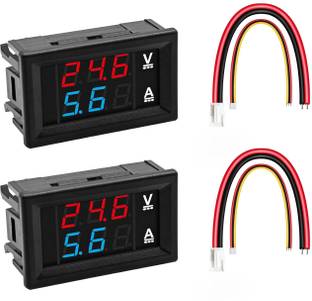 PGSA2Z Digital Voltmeter Ammeter DC 0-100V 10A, Red & Blue Dual LED Display Pack Of 2 Ammeter