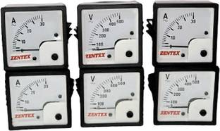 Ambika Sales 72MM AmpereAndVolt Meter Set of six Ammeter