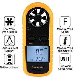 BALRAMA Digital Anemometer Air Flow Wind Speed Meter Air Velocity & Air Temperature Meter AM-4201 GM8901 with Thermometer Temperature, Velocity bar Graph Surf & Backlight Digital  Anemometer