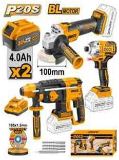 INGCO Lithium-Ion cordless combo, impact driver, rotary hammer Angle Grinder