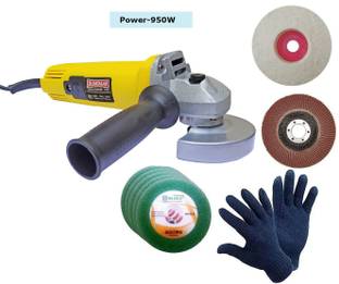 DUMDAAR 900 W Angle Grinder Machine with GLOVES 5pc cutting 1pc Felt and 1pc Flap wheel Angle Grinder