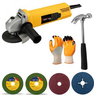 RanPra 4INCH ANGLE GRINDER WITH SAFETY GLOVES & CLAW HAMMER Angle Grinder