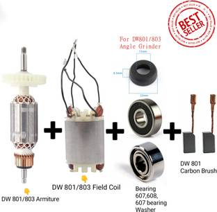 HOXIUL Dewalt DW801 Armature,Filed Coil, Carbon,607-608 Bearing,607 Waser (PACK OF 7) Angle Grinder