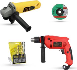Hillgrove HG713M3 4inch Angle Grinder with 13mm Drill Machine for Making Holes Power & Hand Tool Kit