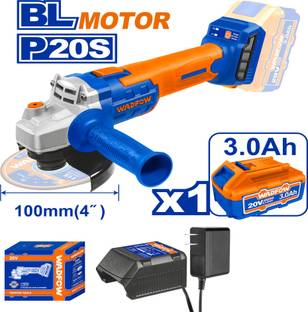 Wadfow 20V Cordless Angle Grinder, Brushless, M10, 4" Disc, 3.0Ah Battery and Charger Angle Grinder