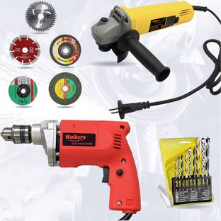 Walkers WKCB444M1 100mm Angle Grinder with 10mm Drill Machine for Making Holes Angle Grinder