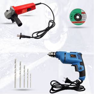 Hillgrove HGCM17M1 4"inch Angle Grinder with 10mm Drill Machine with 5 Drill Bits Angle Grinder
