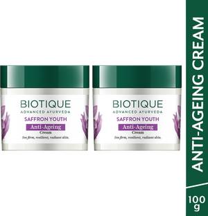 BIOTIQUE Saffron Youth Anti-Ageing Cream Reduces fine lines & Lightens dark Spots