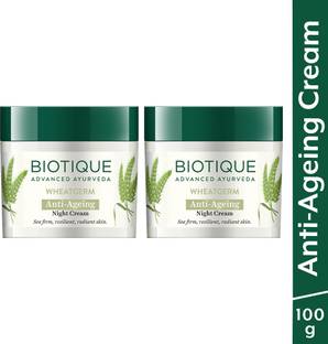 BIOTIQUE Wheat Germ Anti- Ageing Night Cream Reduces Fine Lines & Lightens dark Spots