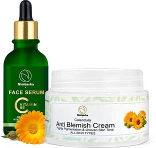 NIMBARKA Neem Face Serum 30 Ml & Calendula Anti Blemish Cream 50 Ml Pack of 1