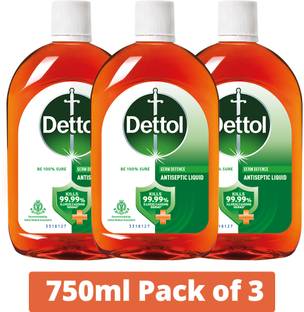 Dettol Disinfectant for First Aid Surface Cleaning and Personal Hygiene(750 x 3) Antiseptic Liquid