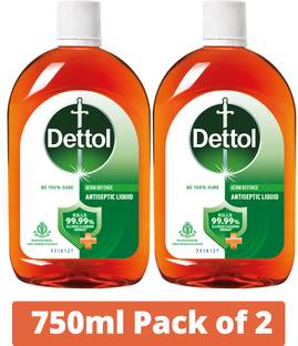 Dettol Disinfectant for First Aid Surface Cleaning and Personal Hygiene Liquid(750 x 2) Antiseptic Liquid