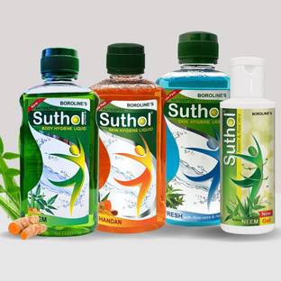 BOROLINE Suthol Active Neem Gel 100 ml + Neem 200 ml +Chandan 200 ml +Aloe Vera 200 ml Antiseptic Gel