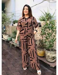 Miren Women Printed Brown Top & Pyjama Set