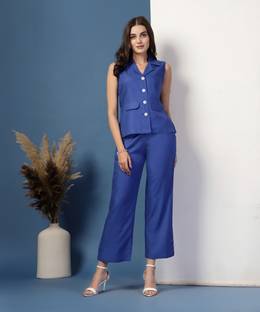 GLAMALUE Top Pant Co-ords Set with Blazer