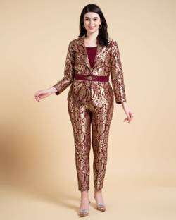 MOJILAA Top Pant Co-ords Set with Blazer