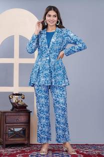 Daevish Top Pant Co-ords Set with Blazer