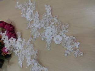 Unique Bridal White lace Applique Patch