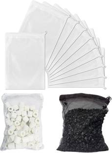 VAYINATO 10 Pcs (White) Filter Media Net Bags with Zipper For Aquarium Fish Tank Fluidized Aquarium Filter