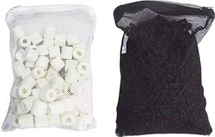 वायिनाटो Activated Carbon 500G and Ceramic Ring 500G Filter Media Combo with Net Bag अंडरग्रेवल एक्वेरियम फ़िल्टर