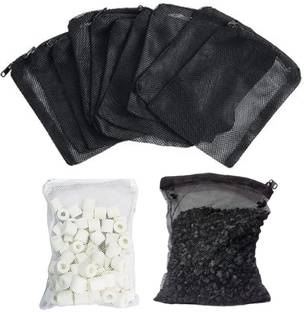 VAYINATO 10 Pcs (Black) Filter Media Net Bags with Zipper For Aquarium Fish Tank Fluidized Aquarium Filter