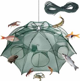 Arsource Portable Folding Fishing Net Fish Crab Shrimp, Trap 8 Side Fishing Net Aquarium Fish Net