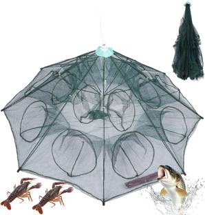 Fancyku Foldable Fishing Net 24 Hole Nylon Trap Portable Crab Lobster Basket Cage Trap Fishing Net