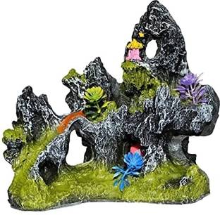 NIVIAR Aquarium Mountain Ornament with Artificial Plants Aquarium Plant Anchor