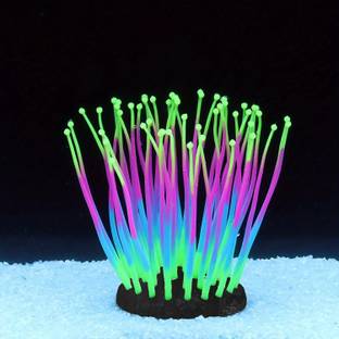 Jainsons Pet Products Colorful Glowing Sea Anemone Coral Decoration for Fish Tanks, 10cm, Lifelike Aquarium Plant Anchor