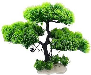 Gaurvi Enterprises Artificial Plastic Bonsai Plant Fish Tank Ornament Tree Decoration (Green) Aquarium Plant Anchor