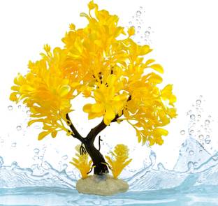 Jainsons Pet Products Artificial Plastic Plants Bonsai Yellow Ficus Tree/Plant For Aquarium Decoration Aquarium Plant Anchor