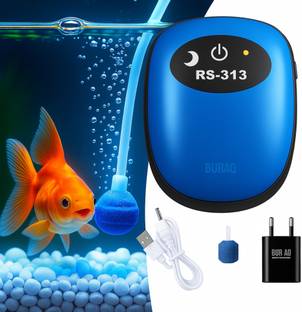 Buraq USB Rechargeable Aquarium Ultra Silent Air Pump Ac/Dc Dual Speed Air Aquarium Pump