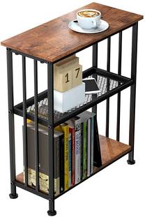 Indian Decor 46174 Rustic End Table, 3-Tier Storage, Narrow Nightstand (18x11x24") Iron Kitchen Trolley