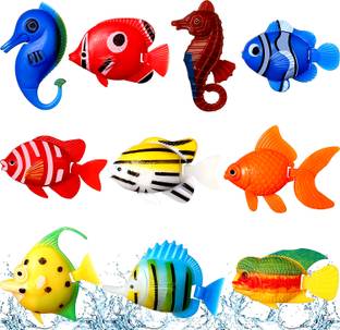 kickAt 10 Pcs Swing Tail Floating Plastic Fish for Aquarium(Random Color and Pattern) Laterite Unplanted Substrate