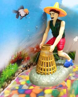 kickAt aquarium Decorative fisher man Toy Fish Tank Decor Toy Laterite Unplanted Substrate